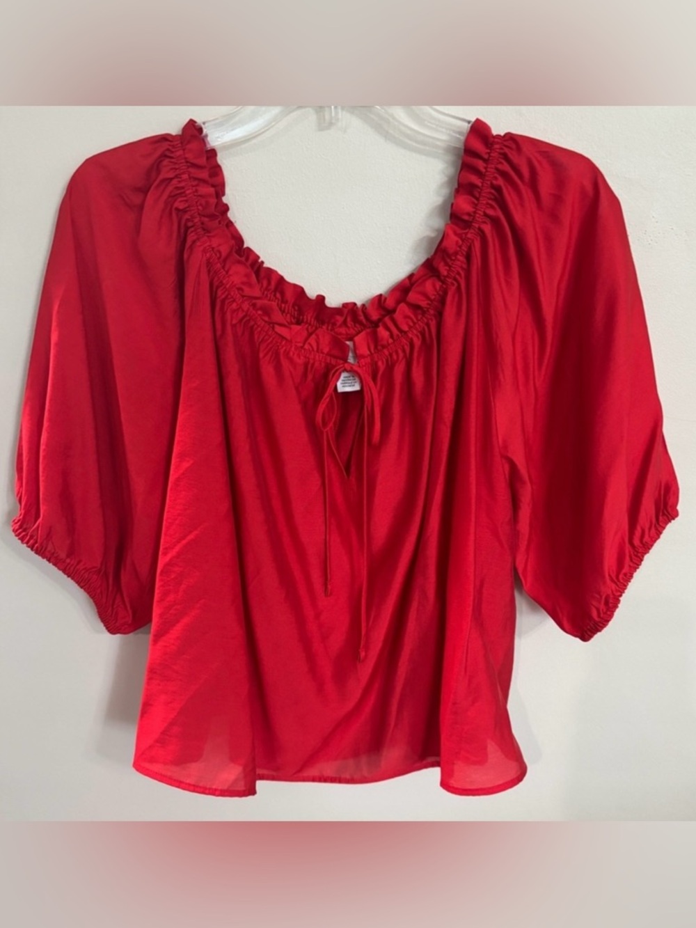 H&M Red Ruffled Peasant Top